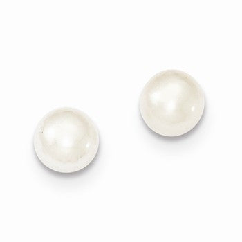 Sterling Silver 6-6.5mm White Freshwater CulturedButton Pearl Earrings