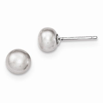 Sterling Silver 6.5-7mm FW Cult. Button Pearl Grey Earrings