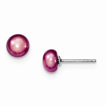 Sterling Silver 6.5-7mm FW Cult. Button Pearl Lavender Earrings