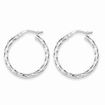 Sterling Silver Textured Hollow Hoop Earrings