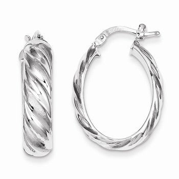 Sterling Silver Satin & Polished Hoop Earrings