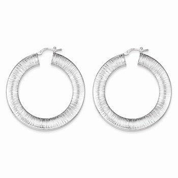 Sterling Silver Textured Hollow Hoop Earrings