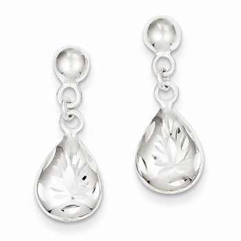 Sterling Silver Oval Dangle Post Earrings