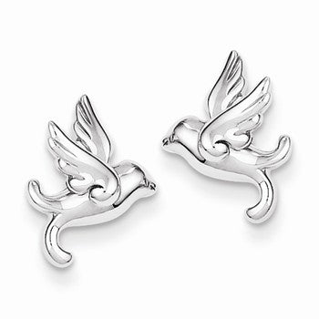 Sterling Silver Rhodium Plated Bird Post Earrings