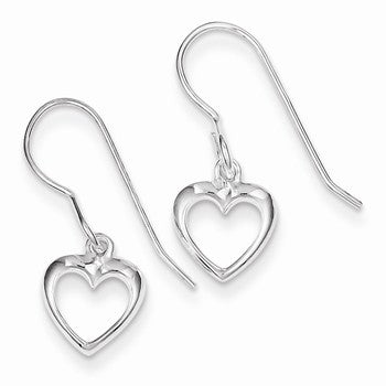 Sterling Silver Heart Dangle Shepherd Hook Earrings