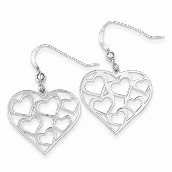 Sterling Silver Polished Heart Dangle Earrings