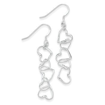 Sterling Silver Heart Dangle Shepherd Hook Earrings