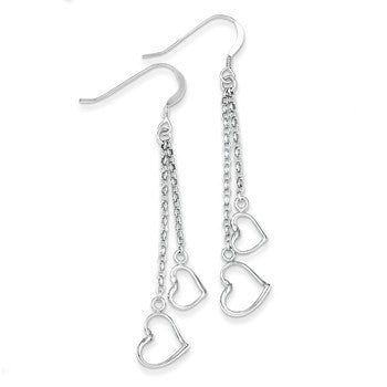 Sterling Silver Heart Wind Chime Dangle Shepherd Hook Earrings