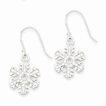 Sterling Silver Stellux Crystal Snowflake Shepherd Hook Earrings