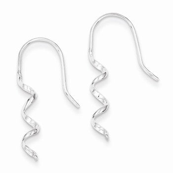 Sterling Silver Spiral Dangle Shepherd Hook Earrings