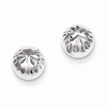 Sterling Silver Rhodium Plated Diamond-cut Post Earrings