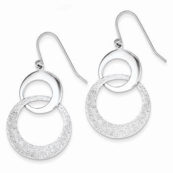 Sterling Silver Textured Polished Interlocking Circles Earrings