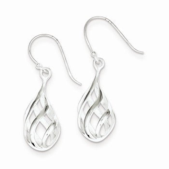 Sterling Silver Twist Drop Shepherd Hook Earrings