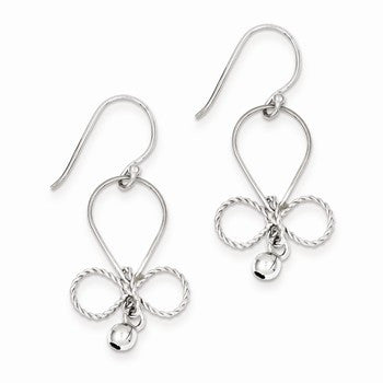 Sterling Silver Rhodium Plated Fancy Dangle Earrings