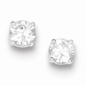 Sterling Silver Round CZ 5mm Post Earrings