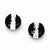 Sterling Silver Black & White Colored CZ 8mm Round Post Earrings