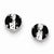 Sterling Silver Black & White Colored CZ 6mm Round Post Earrings