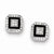 Sterling Silver CZ Pave Black Enamel Square Post Earrings