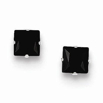 Sterling Silver Black CZ 5mm Square Post Earrings