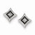 Sterling Silver Black & White CZ Pave Square Post Earrings