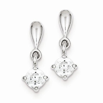 Sterling Silver Rhodium Plated CZ Dangle Earrings