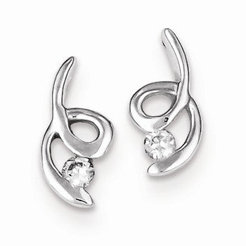 Sterling Silver Polished CZ Post Earrings