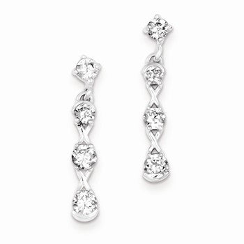 Sterling Silver Polished CZ Post Dangle Earrings