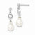 Sterling Silver Polished Fresh Water Pearl CZ Post Dangle Earrings