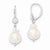 Sterling Silver FWC Pearl/CZ W/Crystal Leverback Earrings