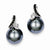 Sterling Silver black & clear CZ Gray Shell Pearl Earrings