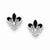 Sterling Silver Rhodium Plated CZ Enamel Fleur de lis Post Earrings