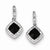 Sterling Silver CZ Pave Glass Black Stone Square Dangle Post Earrings