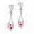 Sterling Silver Polished Pink CZ Heart Post Dangle Earrings