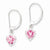 Sterling Silver Pink CZ Leverback Dangle Earrings