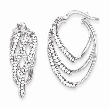 Sterling Silver Stellux Crystal Triple-Loop Hoop Earrings