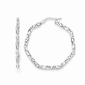 Sterling Silver Stellux Crystal Twisted Hoop Earrings