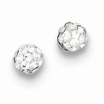 Sterling Silver Rhodium Plated Stellux Crystal Ball Post Earrings