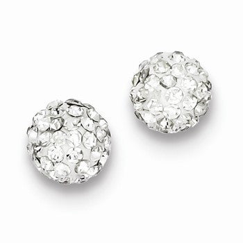 Sterling Silver 8mm White Czech Crystal Post Earrings