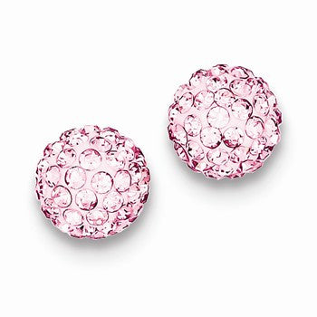 Sterling Silver 10mm Pink Czech Crystal Post Earrings