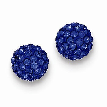 Sterling Silver 8mm Dark Blue Czech Crystal Post Earrings