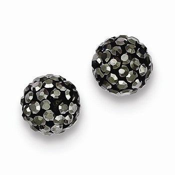 Sterling Silver 8mm Charcoal Czech Crystal Post Earrings