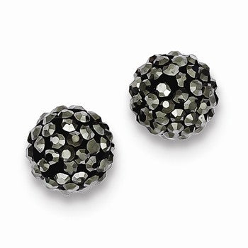 Sterling Silver 10mm Charcoal Czech Crystal Post Earrings