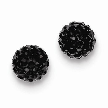 Sterling Silver 8mm Black Czech Crystal Post Earrings