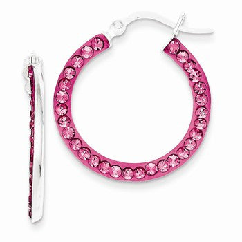 Sterling Silver Stellux Crystal Pink Hoop Earrings