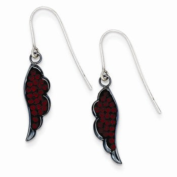 Sterling Silver Black Ceramic Swarovski Elements Wing Earrings