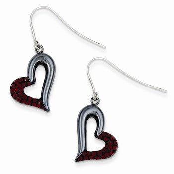 Sterling Silver Black Ceramic Swarovski Elements Open Heart Earrings