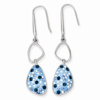 Sterling Silver with Blue Preciosa Crystal Dangle Earrings