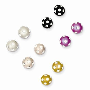 Sterling Silver 5 Pair Preciosa Crystal Stud Colored Earrings