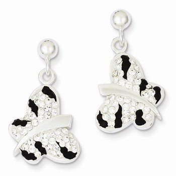 Sterling Silver Stellux Crystal Black/White Animal Print Post Earrings