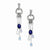 Sterling Silver Antiqued Blue CZ Dangle Post Earrings